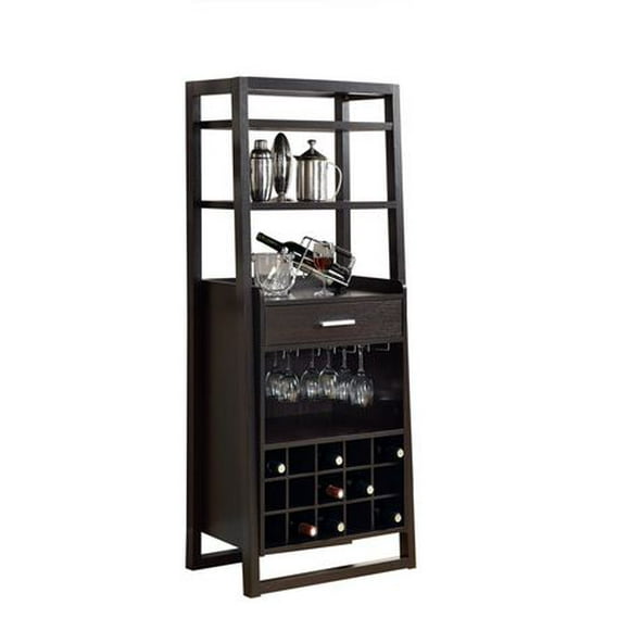 Monarch Specialties Home Bar, Wine Rack, Storage Cabinet, Laminate, Brown, Contemporary, Modern