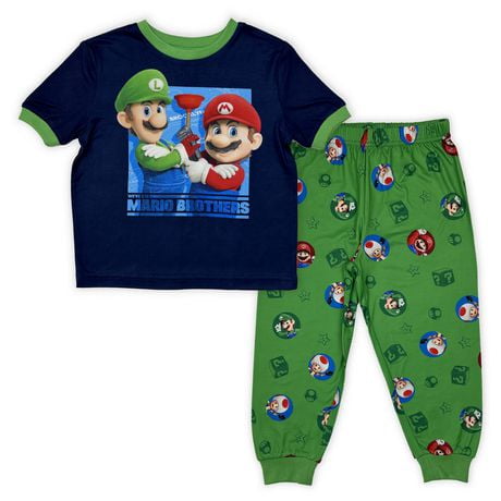 Super Mario Bros Ensemble de pyjama 2 pièces à manches courtes pour garçon Tailles 2T à 5T