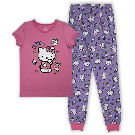 Hello Kitty Ensemble de pyjama 2 pièce pour fille. L'ensemble comprends un Haute à manche courte et un panatalon long Tailles TP à G