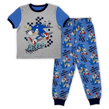 Sonic Ensemble pyjama 2 pièces pour garçon. Comprend un T-Shirt à manche courte et un pantalon long. Tailles TP à G