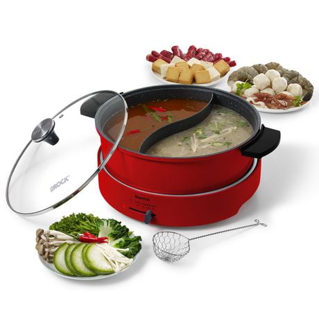 Starfrit The Rock Electric Dual-sided XL Hot Pot, 5.3 Qt / 5L Capacity, Extra Large Capacity