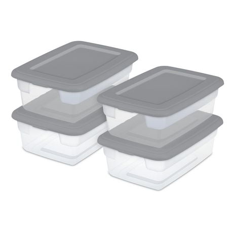 Sterilite Set Of (4) 11.4L Boxes Grey, 11.4L(4)