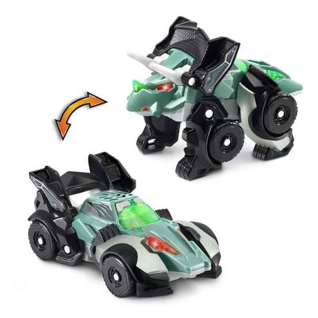 VTech Switch & Go Triceratops Racer Transforming Dinosaur to Vehicle Toy - English Version, 4+ Years