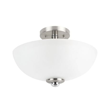 Hudson 2-Light Brushed Nickel Semi-Flush Mount Ceiling Light with Chrome Accents