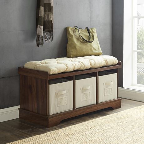 42 Modern Farmhouse Entryway Storage Bench Dark Walnut Walmart Canada   6000201232855 