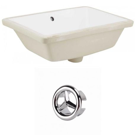 18.25-in. W Rectangle Bathroom Undermount Sink Set In White - Chrome Hardware AI-20421