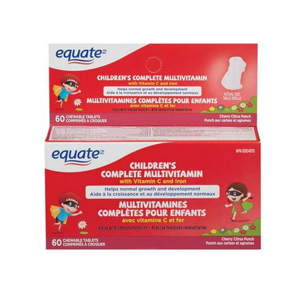 Equate Children’s Complete Multivitamin <br>with Vitamin C and Iron, 60s<br>Chewable tablets