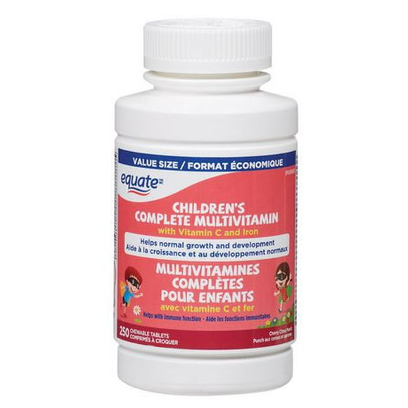 Equate Children’s Complete Multivitamin <br>with Vitamin C and Iron, 250s<br>Chewable tablets