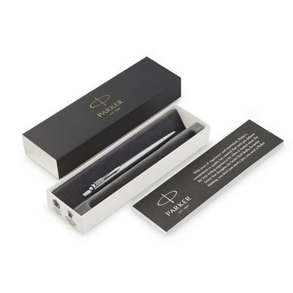 Parker Jotter Stylo à bille en acier inoxydable, encre bleue à point moyen, Coffret cadeau