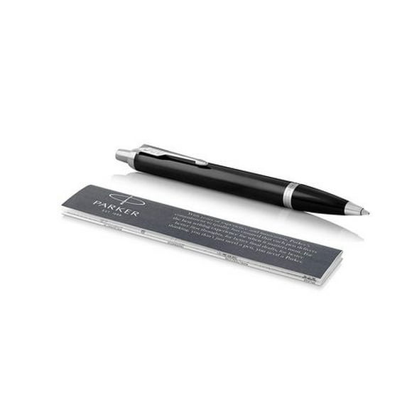 Stylo à bille Parker IM, noir laque chromé garniture avec point moyen, Noir, Boîte-Cadeau