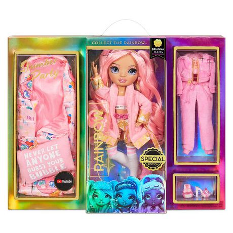 Brianna Dulce Rainbow High Soirée pyjama – Poupée-mannequin rose et jouet  avec 2 tenues 