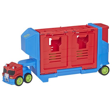 transformers rescue bots flip racers race track trailer playset