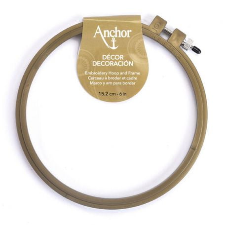 Anchor DÃ©cor Embroidery Hoop & Frame 8-Inch, Holds fabric securely in place.