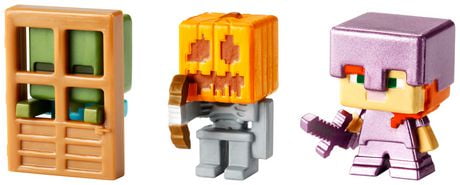 Minecraft 3-Pack Mini Figure - Alex with Enchanted Armor, Skeleton with ...