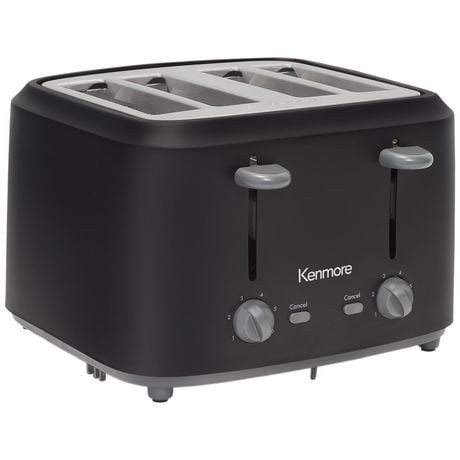 Kenmore® 4-Slice Toaster Stelel, Dual Controls, Matte Black and Gray