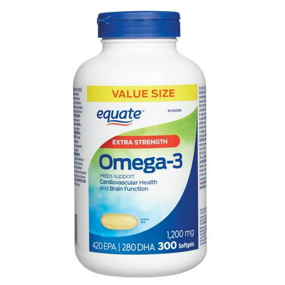 Equate Extra Strength Omega-3, Value Size, 1,200mg (420 EPA, 280 DHA), 300 Softgels