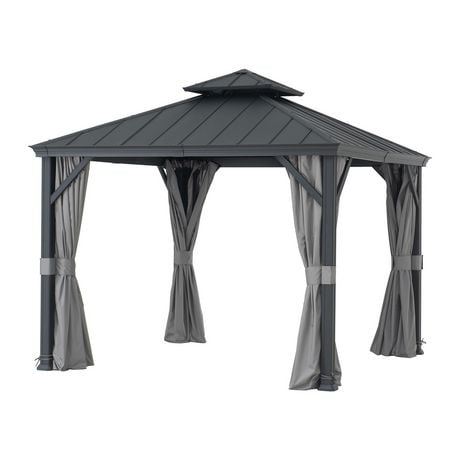 SummerCove Merston 10 ft. x 10 ft. Gazebo with 2-tier Hardtop Roof ...