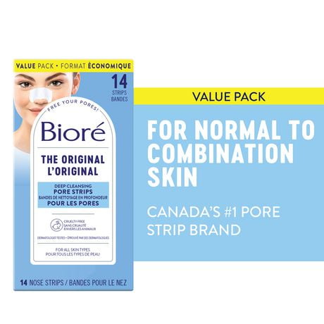 Bioré Deep Cleansing Pore Strips Value Pack for Instant Pore Unclogging and Blackhead Removal, 14ct  (Packaging May Vary), Dermatologist Tested |14 ct