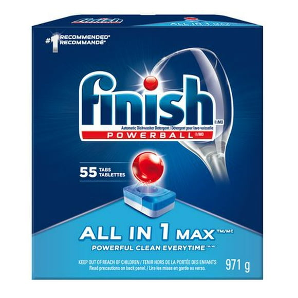Détergent pour lave-vaisselle Finish, All In 1 Max, frais, 55 comprimés 55 comprimés
