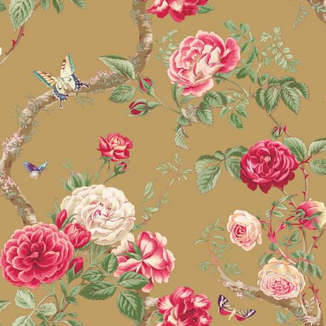 Blue Mountain Wallcoverings Butterfly Floral Sidewall Wallpaper ...