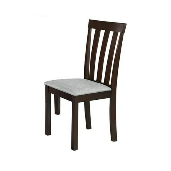 K-LIVING DIANA DINING CHAIR IN ESPRESSO FINISH WITH GREY FABRIC SEATS (2 PER BOX)