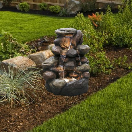 Angelo Décor 22.5-inch River Rock Fountain includes energy-efficient ...