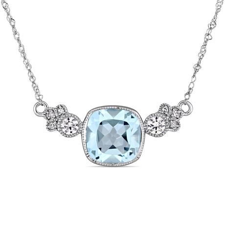 Tangelo 4-1/4 Carat T.G.W. Blue Topaz, Created White Sapphire and ...