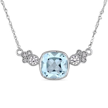 Tangelo 4-1/4 Carat T.G.W. Blue Topaz, Created White Sapphire and ...