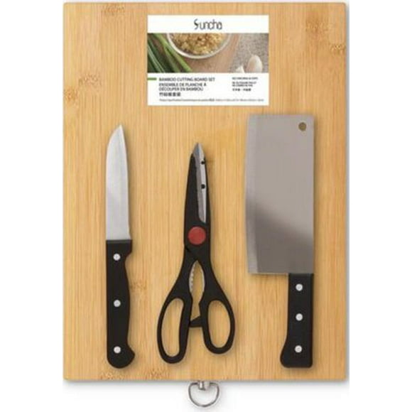 Bamboo chopping board set, 15.748 × 11.811 × 0.748 in.