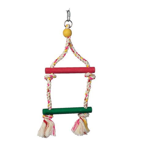 Living World Junglewood Bird Toy 2-Step Rope Ladder, Wood bird toy