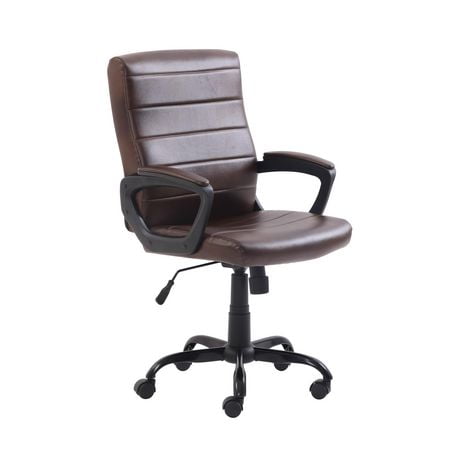Mainstays Bonded Leather Mid-Back Manager's Office Chair, brown