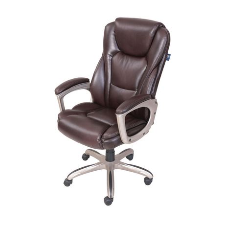 Serta Big & Tall Bonded Leather Commercial Office Chair with Memory Foam Brown 