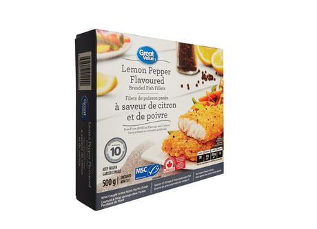 Great Value Lemon Pepper Flavoured Breaded Fish Fillets | Walmart Canada