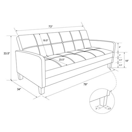 Hometrends Grey Futon Sofa Bed Walmart Ca   999999 029986212443 5 