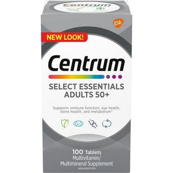 Centrum Select Essentials Adults 50+ Multivitamin and Multimineral Supplement Tablets, 120 Count