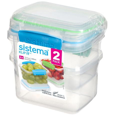 Sistema Snack To Go, 2 Compartment Container, 2-pack, 3.5 Oz /400 ML, 2-pack