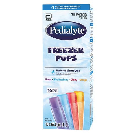 Pedialyte, Electrolyte Popsicles For Adults & Kids, Variety Pack, 16 x 62.5 mL, Electrolyte Replacement Oral Rehydration Solution, 1000 mL