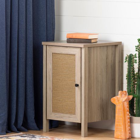 South Shore Balka Nightstand-Rustic Oak and Faux Rattan ...