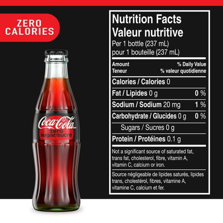 Coca-Cola® Zero Sugar 237mL Glass Bottles, 6 pack | Walmart Canada