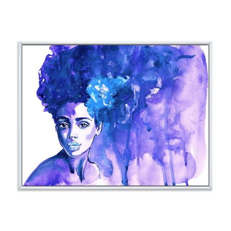 Designart Glorious Blue Portrait Of African American Woman Float Frame 