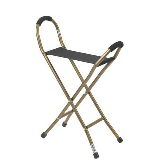 Drive Medical Bronze with Black Folding Lightweight Cane with Sling Style Seat