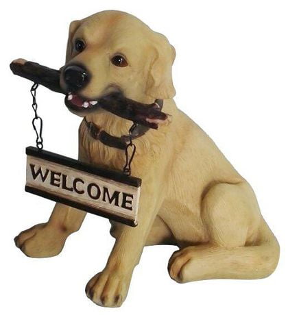 yellow lab welcome statue