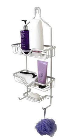 Splash Home Aluminum Maui Shower Caddy Bathroom Hanging Head Two