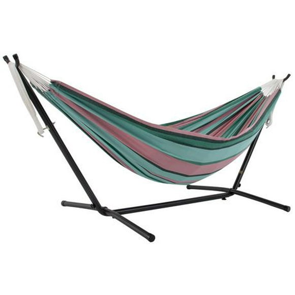 Vivere Double Cotton Hammock with Stand and Carry Bag