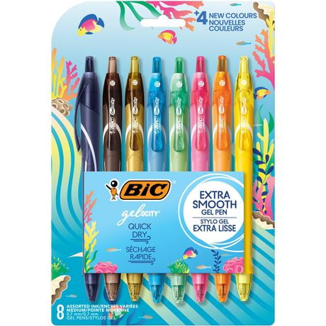 BIC Gel-ocity Quick Dry Special Edition Fashion Gel Pen, Medium Point (0.7mm), Assorted Colours, For a Smooth Writing Experience, 8-Count, 8-Count