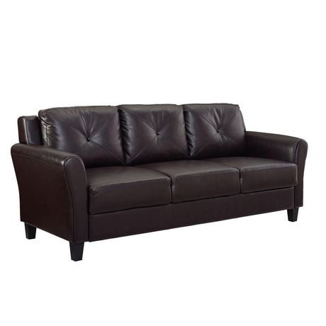 Tess Sofa in Java Fuax Leather | Walmart Canada