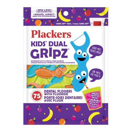 Plackers Kid's Dual Grip Fruit Smoothie Swirl Dental Floss, 75ct, 303874518, 75 Counts