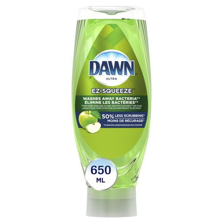 Savon à vaisselle Dawn Ultra EZ-Squeeze, détergent à vaisselle liquide, élimine les bactéries, parfum Fleurs de pommier, 650 ml 650ML