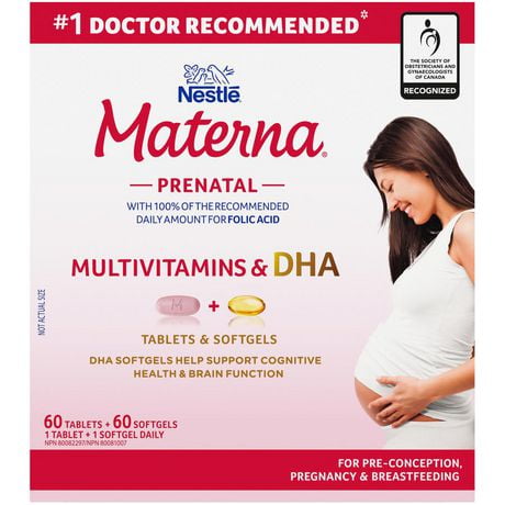 Nestlé MATERNA® + DHA Prenatal Supplement Combo-Pack, 60 tablets + 60 softgels