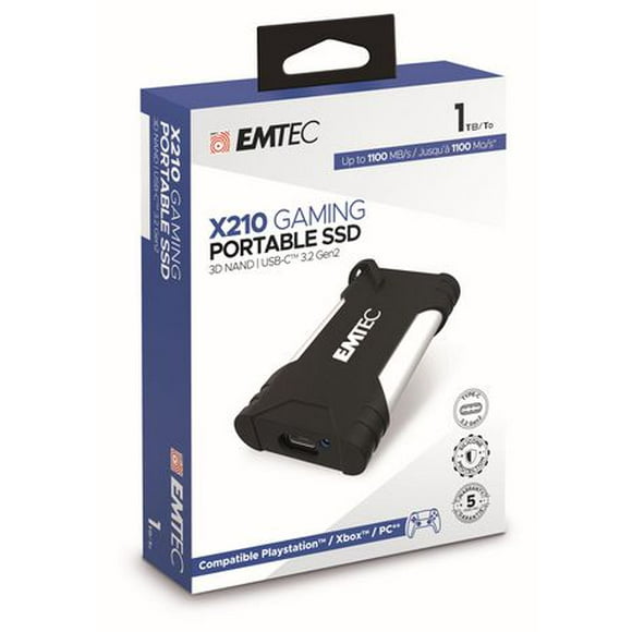 Emtec Portable SSD 1TB, X210 GAMING. Up to 1100MB/s read speed. Compatible PS5, PS4, XBOX, PC, Emtec X210G GAMING SSD